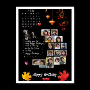 Personalized Birthday Photo Collage Frame Design 02 white frame