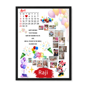 Personalised Birthday Photo Collage Frame with Name, Photos & Birthday Date